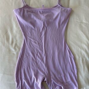 SKIMS Lilac Ribbed Tank Romper